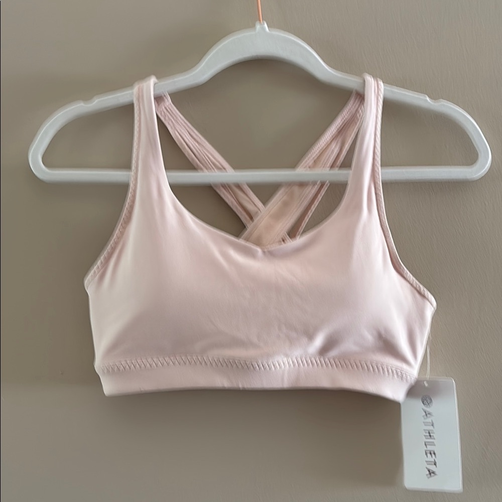 Athleta Transcendence Bra. Small. Blush. Powervita Fabric. Medium Support. NWT